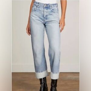 Moussy vintage Batavia wide straight crop Jean in light blue